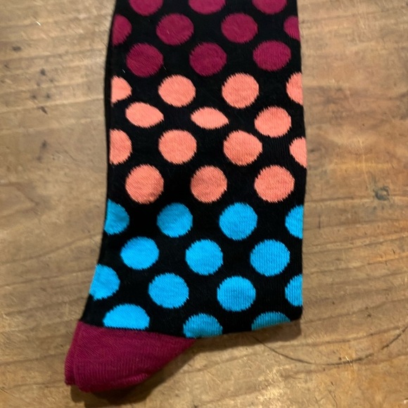Denver Hayes Polka Dot Men's Socks - Black, Blue, and Pink - Picture 3 of 8